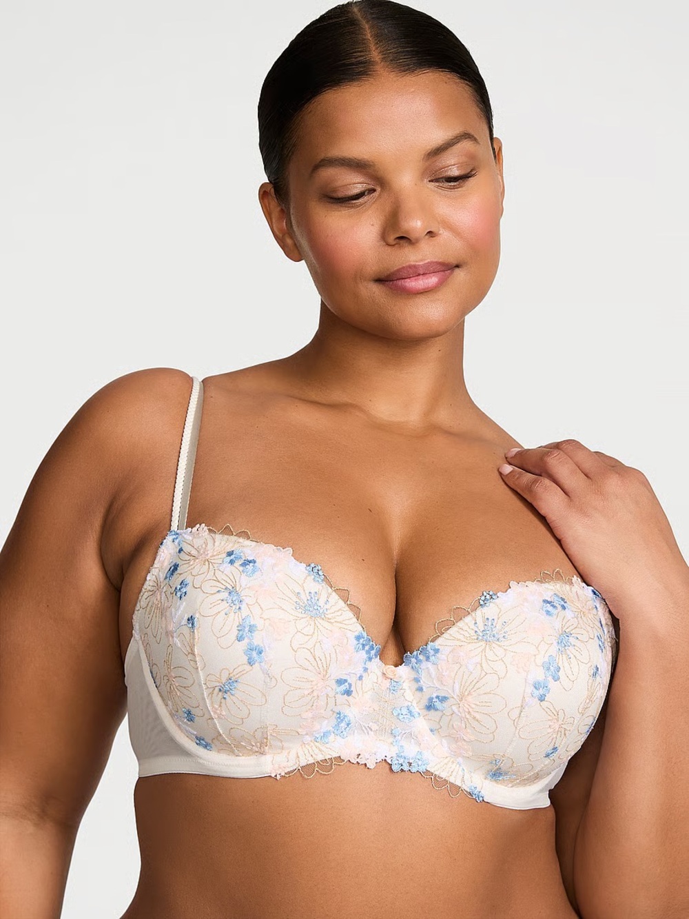 Victoria's Secret | Dream Angels Bloom Blue Lined Demi Wildflower Bra | Size 40C